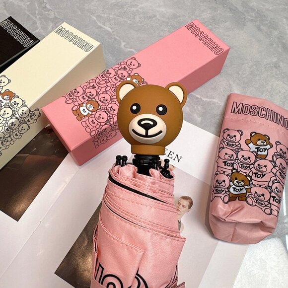 Moschino Pink Teddy Bear Folding Umbrella - Picture 2 of 9